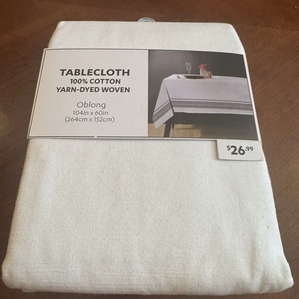 At Home Tablecloth 100% COTTON Yarn Dyed Woven Oblong 104”X60”